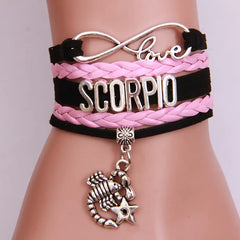 12 Zodiac Woven Bracelets, Couple Leather Bands