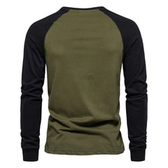 Men's Cotton Long Sleeve Color Block T-Shirt