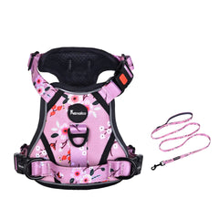 Petmolico No Pull Dog Harness and Leash Set No Choke 4 Leash Attchments Easy Control Handle Soft Padded Reflective Vest Dog Harness for Small Dog Breed Pink Plum Small