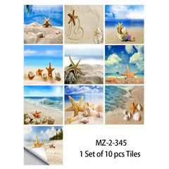 10pcs Waterproof Beach Seascape Tile Stickers