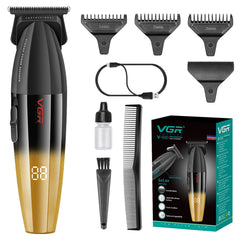 VGR 906 Fresh Fade Professional Hair Trimmer 9000rpm Zero Gapped Beard Trimmer for Men DLC T-Blade Cordless Hair Clipper/Trimmer for Barbers and USB Rechargeable Gold