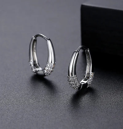 18K Gold Plated Hoop Earrings with Zirconia (One Set)