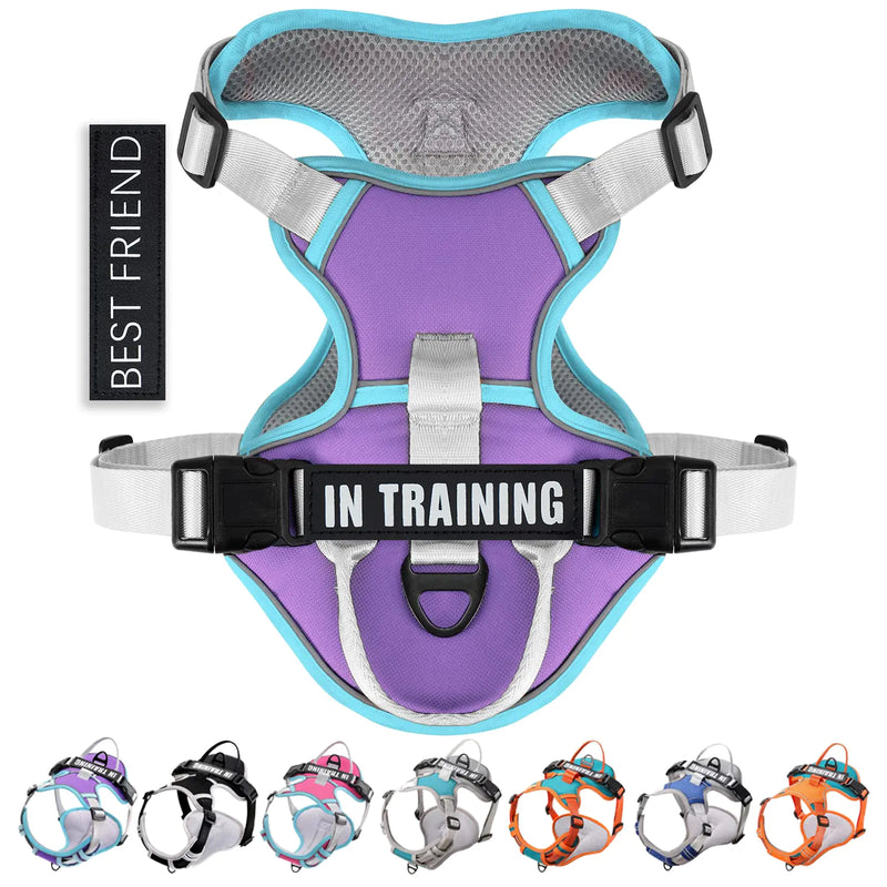 WENDISI No Pull Dog Harness Reflective Dog Vest Harness with Front & Back 2 Leash Clips Oxford Pet Harness Adjustable Soft Padded Dog Vest with Easy Control Handle for Small Medium Large Dogs