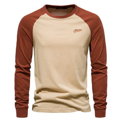 Men's Cotton Long Sleeve Color Block T-Shirt