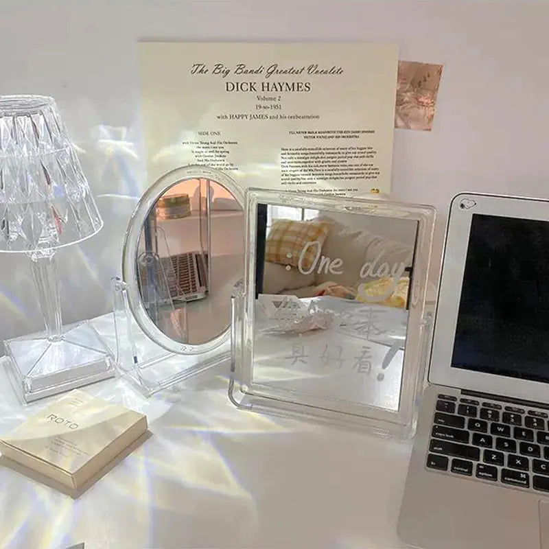 Double-Sided Rotating Desktop Makeup Mirror