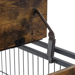 Furniture Double Door Dog Cage, Rustic Brown