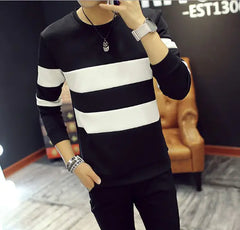 Men's Stylish Long Sleeve Color Block T-Shirt 2019