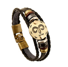 Zodiac Leather Bracelet - Woven Leather Accessory