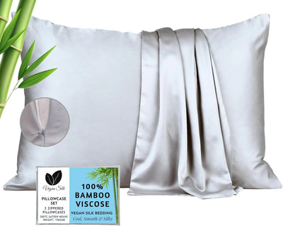 100% Viscose Bamboo Pillowcase Queen - 2-Pack Cooling Pillow Cases for Hot Sleepers Zipper Viscose Bamboo Pillow Cases Queen Size Cool Pillow Cover
