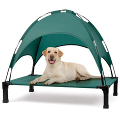 Heeyoo Elevated Dog Bed with Canopy Outdoor Dog Bed Cot with Shade Tent Portable Raised Pet Cot Cooling Bed for Dogs