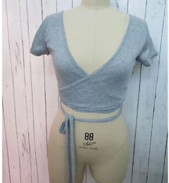 2022 Summer Women Casual Deep V-Neck Crop Top