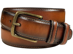 301012 Belts for Men Genuine Leather Dress Belt With Antique Buckle 1-3/8"(35mm) Wide (Tan 44)