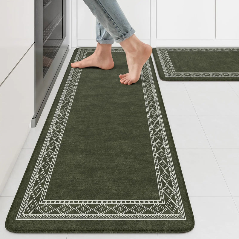 KIMODE Christmas Anti Fatigue Kitchen Mats for Floor 2 Piece Sage Green Farmhouse Kitchen Rugs 17