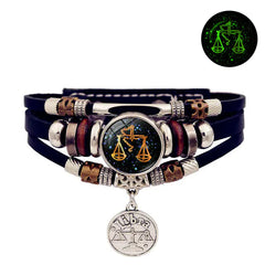 Vintage Woven Luminous Leather Bracelets for All Zodiac