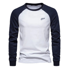 Men's Cotton Long Sleeve Color Block T-Shirt