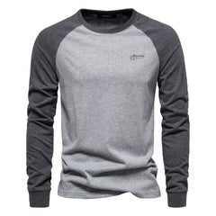 Men's Cotton Long Sleeve Color Block T-Shirt
