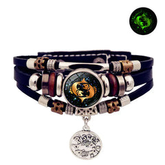 Vintage Woven Luminous Leather Bracelets for All Zodiac