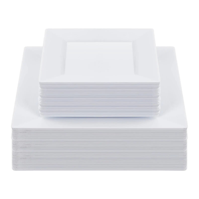 Goodluck 60 Pack Disposable Square Plastic Plates Heavy Duty 30pcs Dinner Plates 9.5