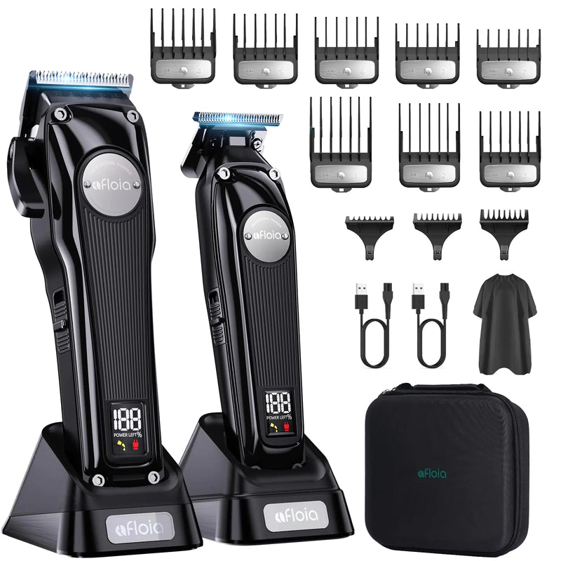 Professional Hair Clippers Trimmer for Men - Cordless Barber Clippers Set with High Torque Brushless Motor & DLC Coated Detachable Blade& Charging Stand Premium Gifts for Men
