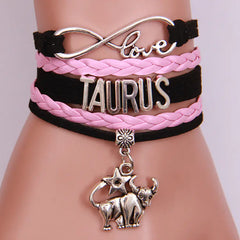 12 Zodiac Woven Bracelets, Couple Leather Bands