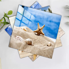 10pcs Waterproof Beach Seascape Tile Stickers